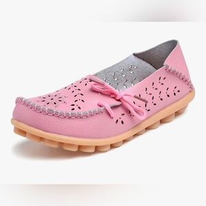 NWOT! Womens Pink Leather Moccasins (Similar to Socofy) Sz 40